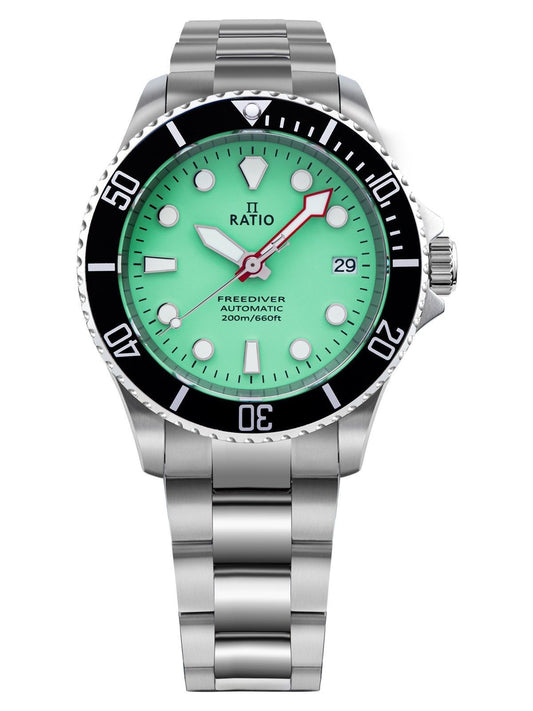 Ratio FreeDiver Sapphire Edelstahl Gr?nes Zifferblatt Automatik RTF049 200M Herrenuhr