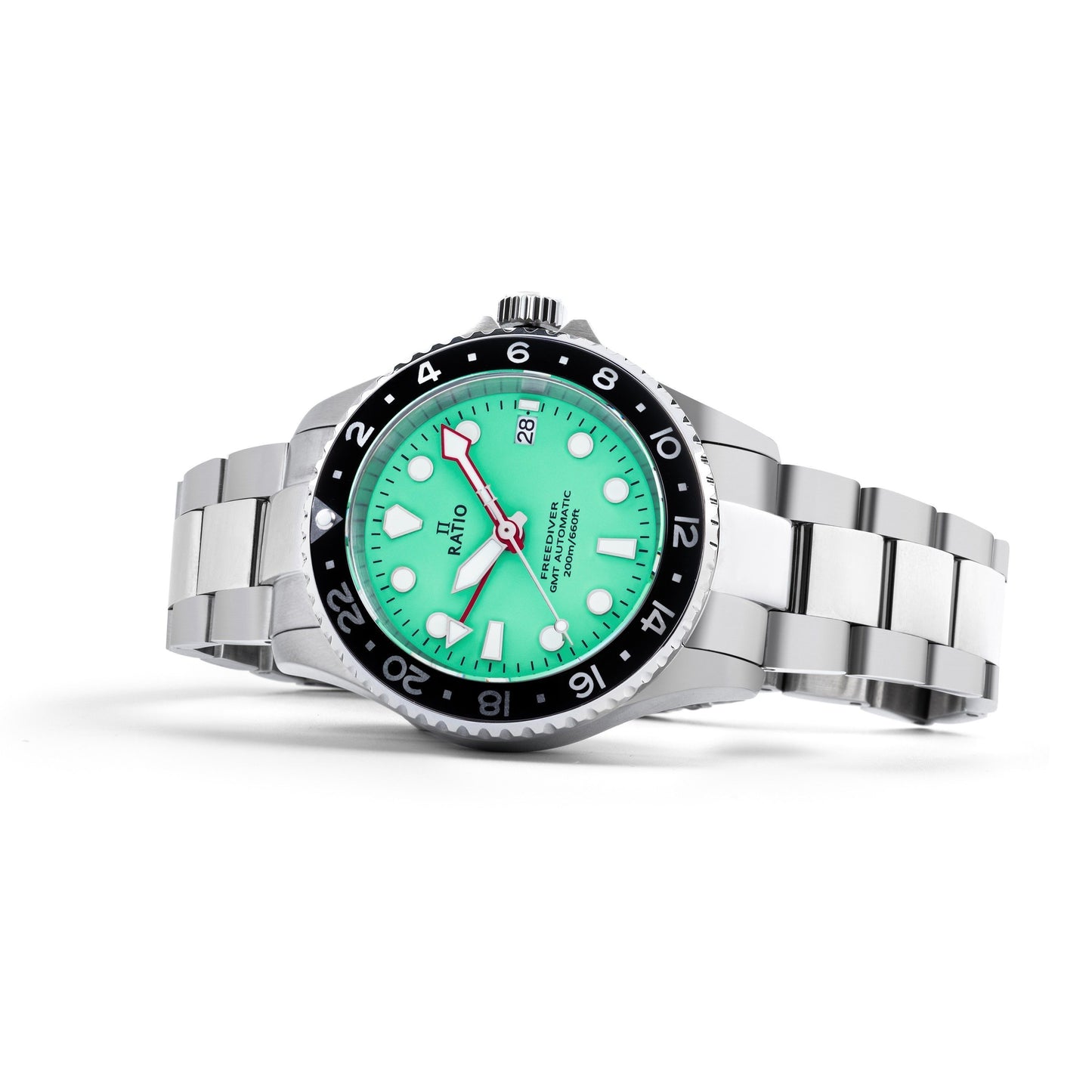 Ratio FreeDiver GMT Series Sapphire Edelstahl Gr?nes Zifferblatt Automatik RTF059 200M Herrenuhr