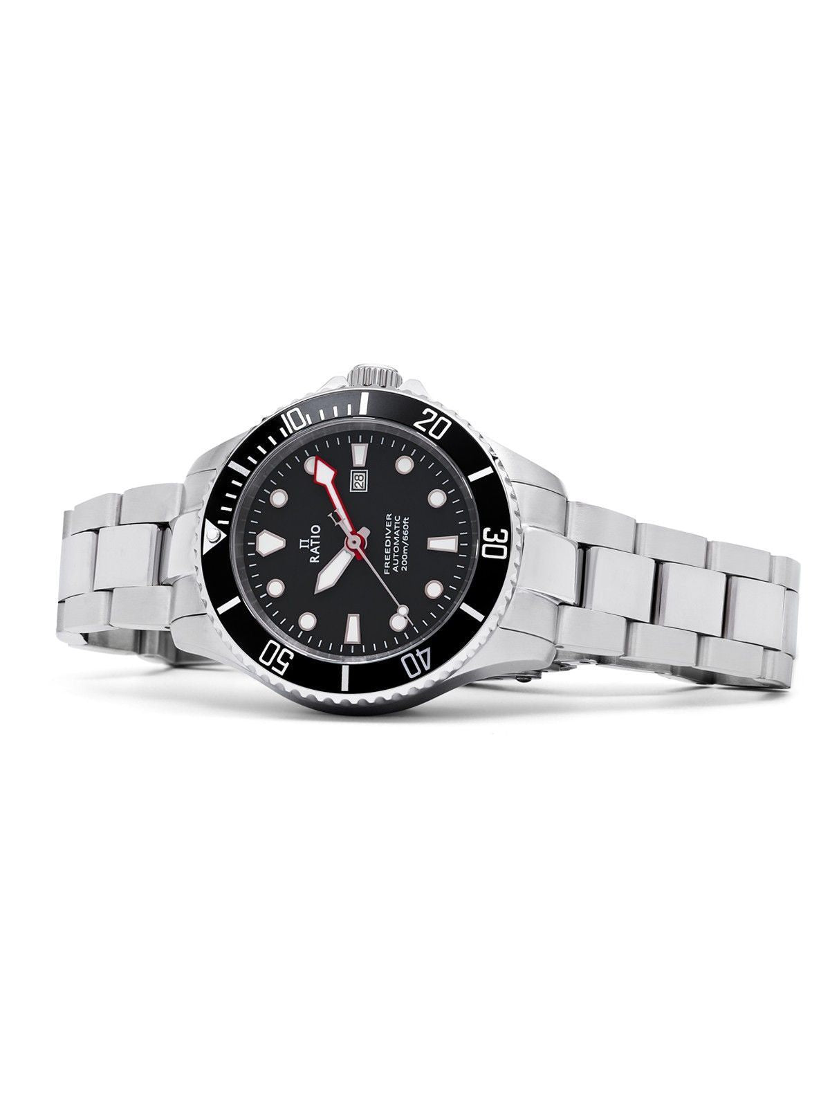 Ratio FreeDiver Sapphire Edelstahl Schwarzes Zifferblatt Automatik RTFL831 200M Damenuhr