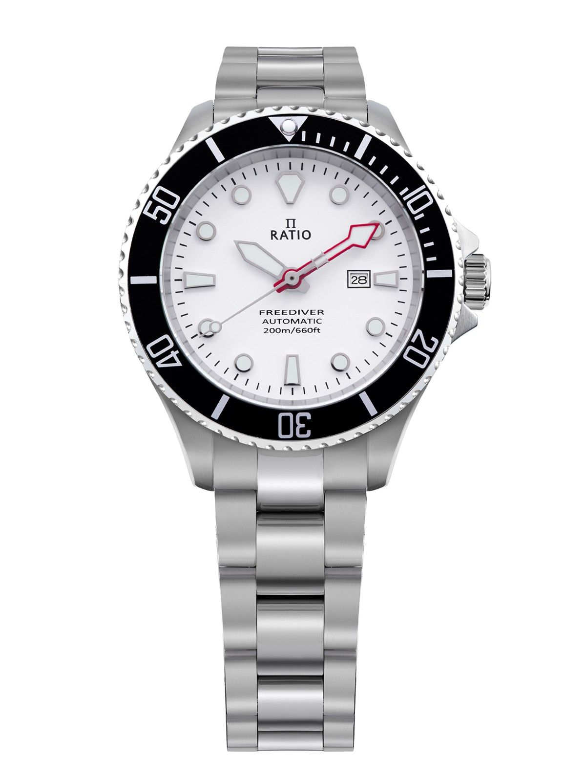 Ratio FreeDiver Sapphire Edelstahl White Dial Automatik RTFL833 200M Damenuhr