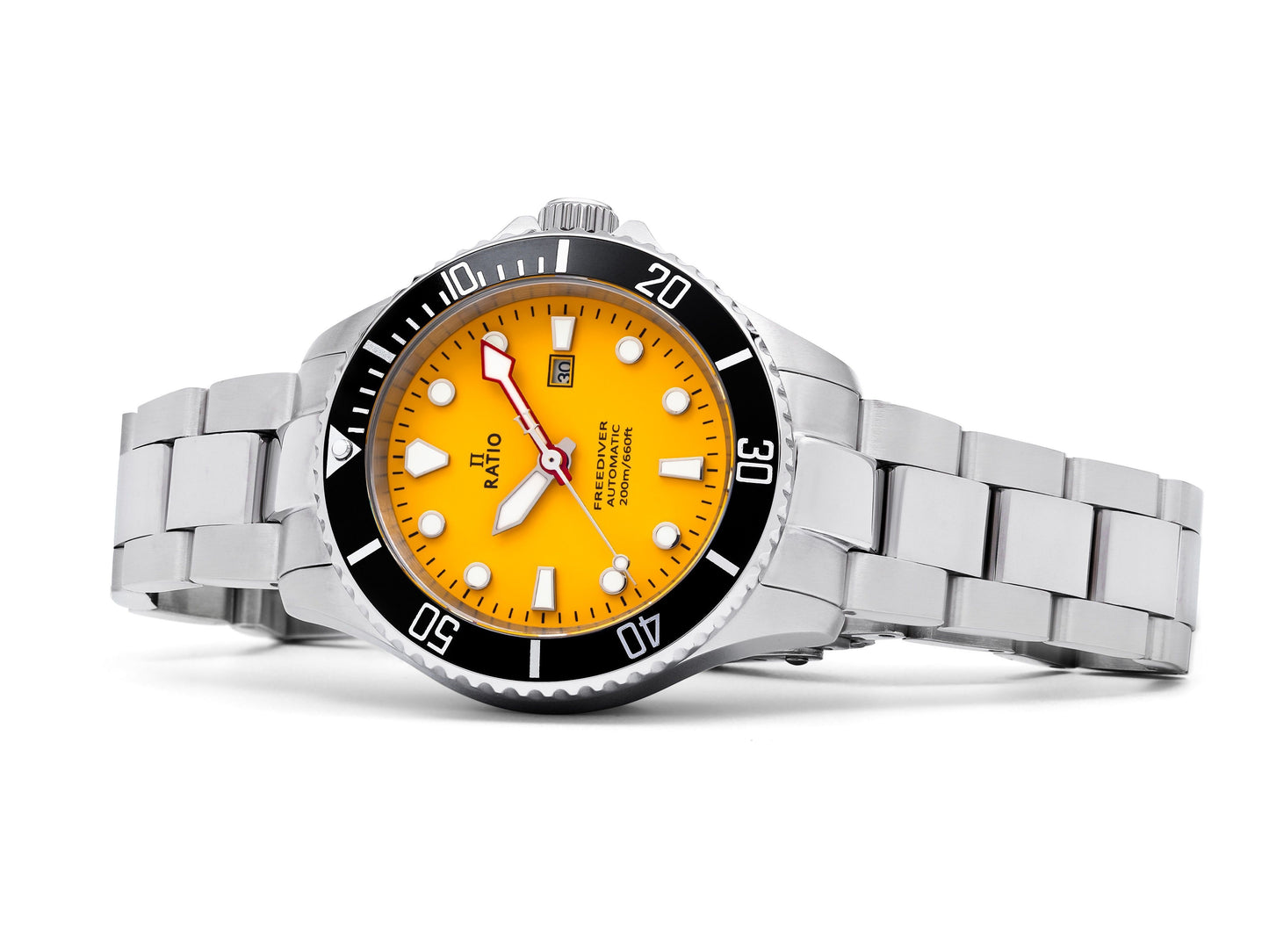 Ratio FreeDiver Sapphire Edelstahl Yellow Dial Automatik RTFL834 200M Damenuhr