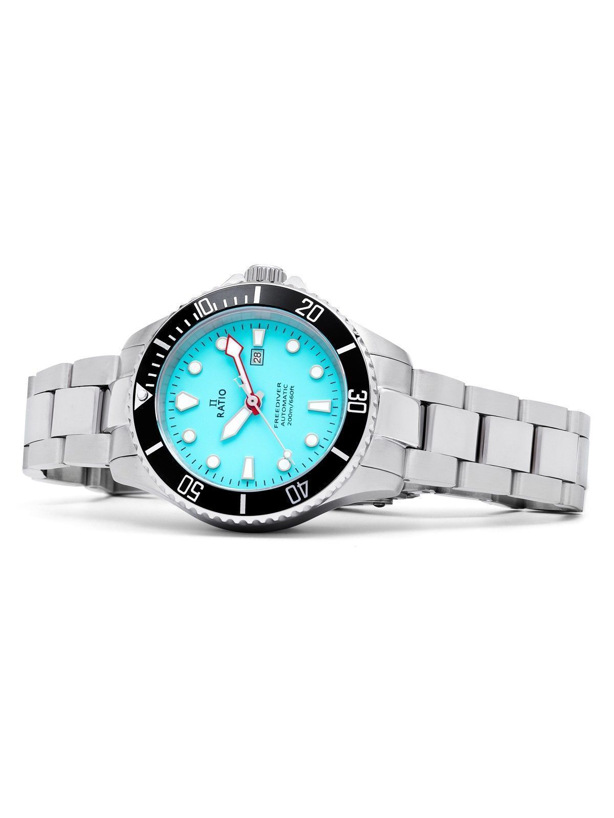 Ratio FreeDiver Sapphire Edelstahl Ice Blaues Zifferblatt Automatik RTFL837 200M Damenuhr