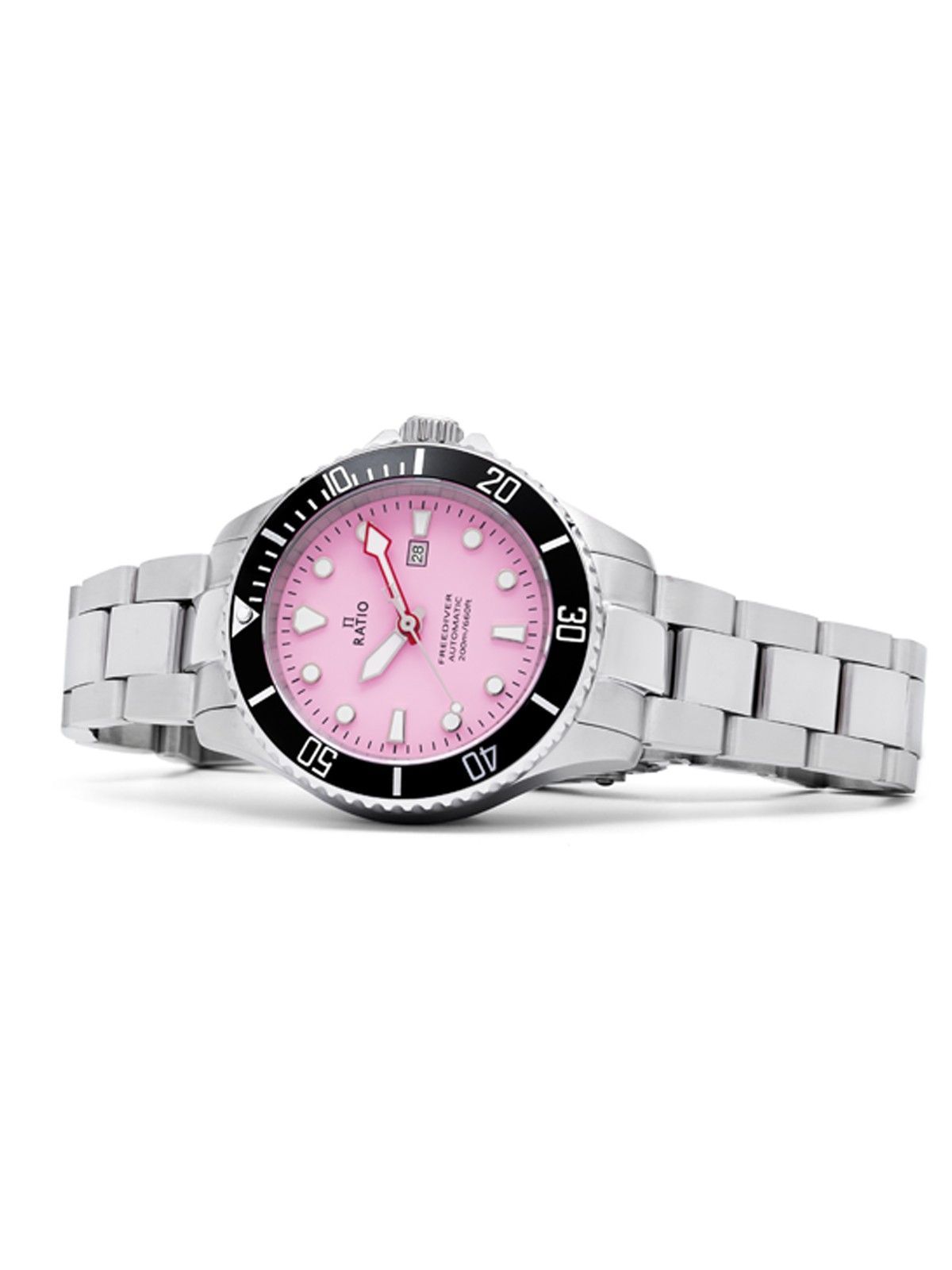 Ratio FreeDiver Sapphire Edelstahl Candy Pink Dial Automatik RTFL839 200M Damenuhr