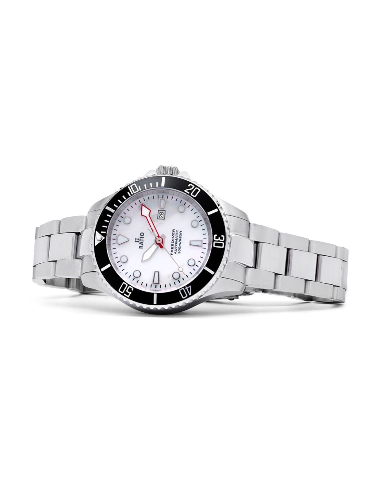 Ratio FreeDiver Sapphire Edelstahl White Perlmutt-Zifferblatt Automatik RTFL841 200M Damenuhr