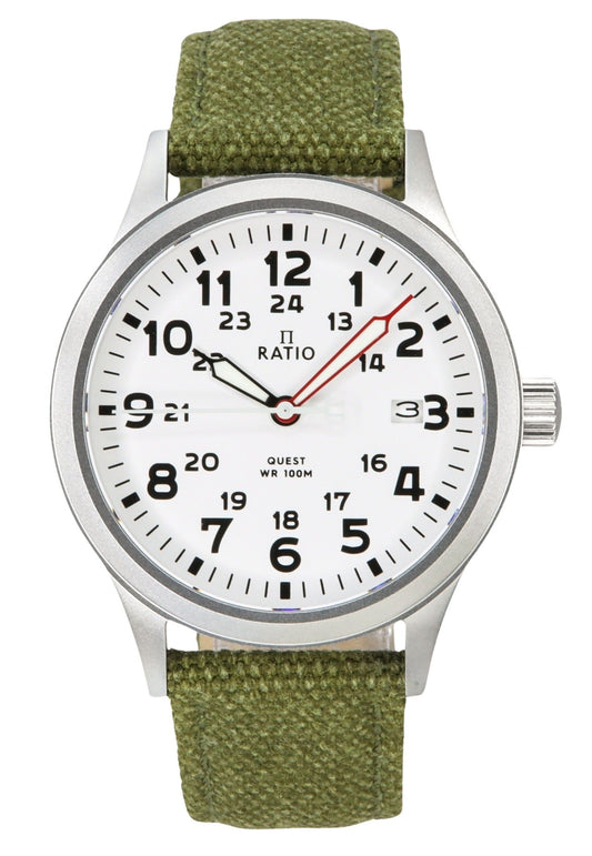 Ratio Quest f?r Herren Field Watch Sapphire Canvas Strap Quarz RTQ027 100M Lewis And Clark Edition