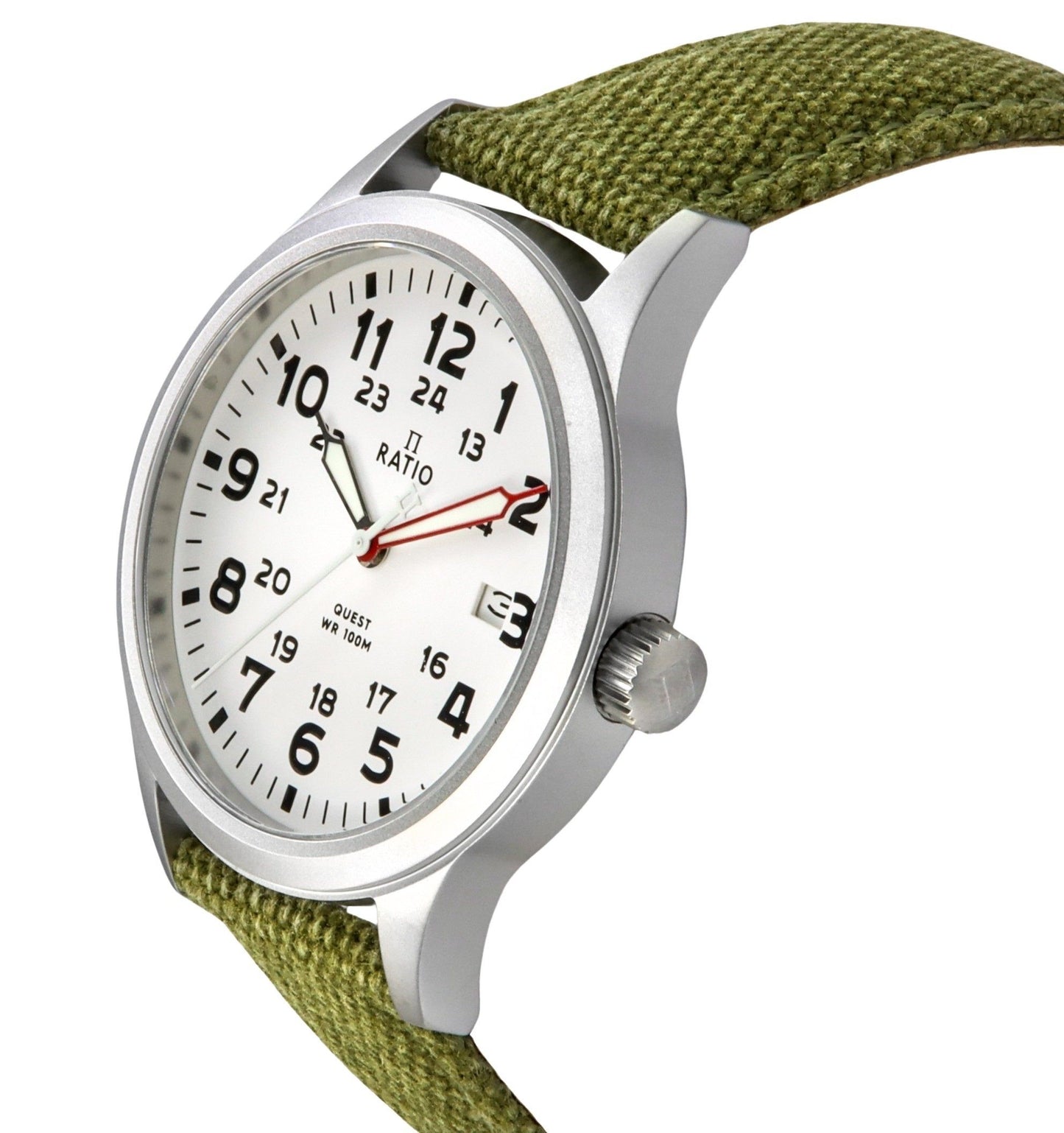 Ratio Quest f?r Herren Field Watch Sapphire Canvas Strap Quarz RTQ027 100M Lewis And Clark Edition