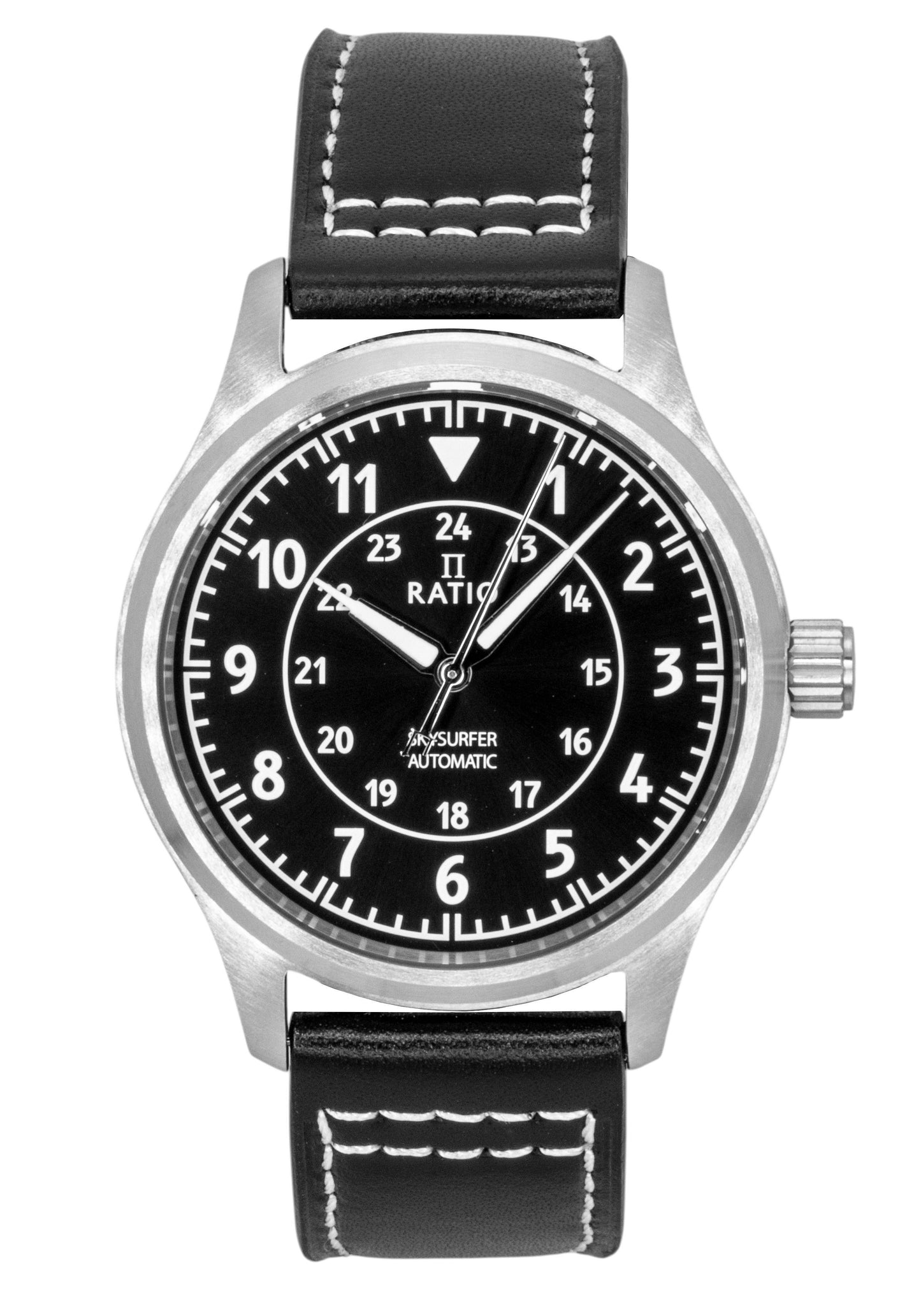 Ratio Skysurfer Pilot Black Sunray Dial Leather Automatik RTS314 200M Herrenuhr