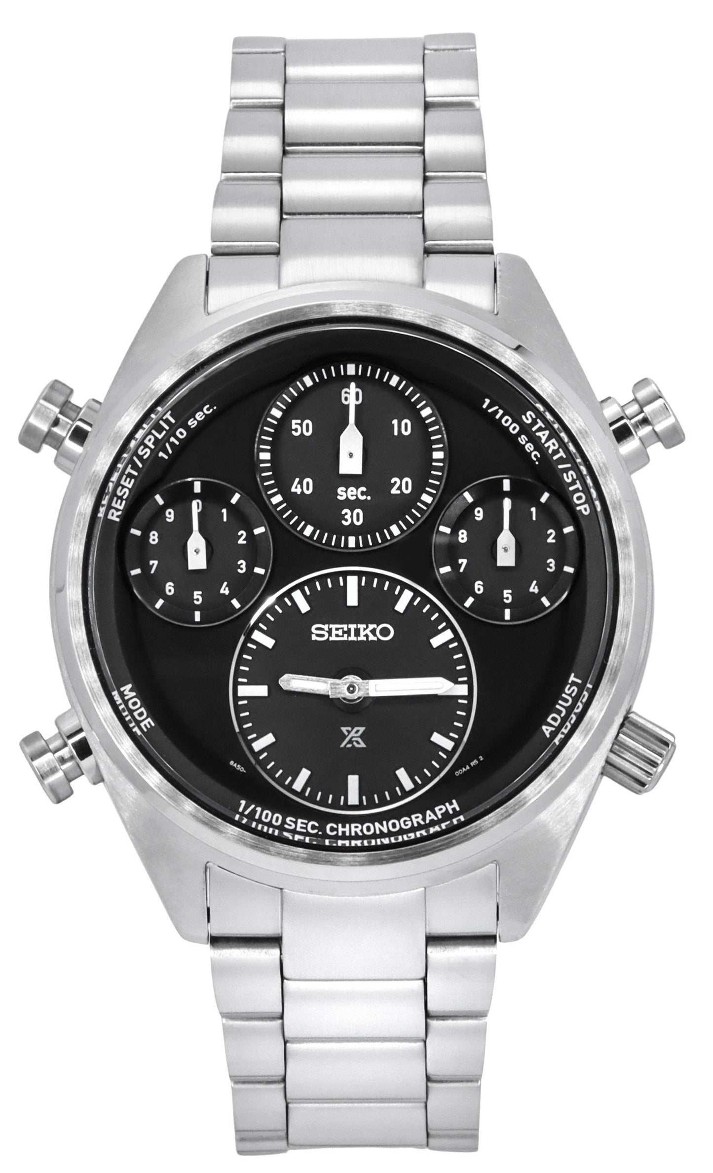 Seiko Prospex Speedtimer Chronograph Edelstahl Schwarzes Zifferblatt Solar SFJ003P1 100M Herrenuhr