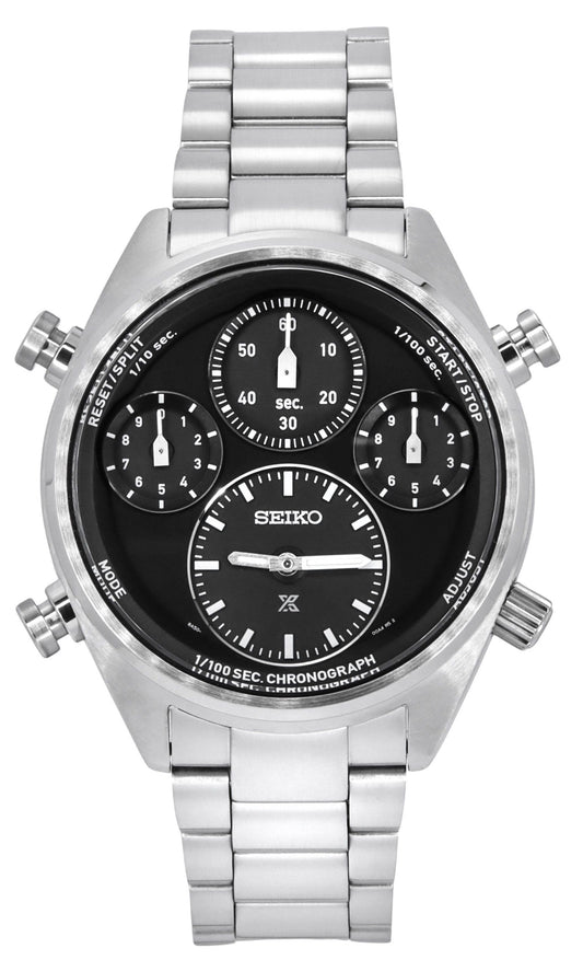 Seiko Prospex Speedtimer Chronograph Edelstahl Schwarzes Zifferblatt Solar SFJ003P1 100M Herrenuhr