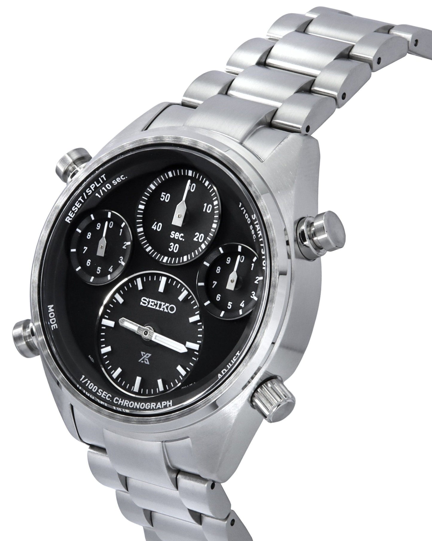 Seiko Prospex Speedtimer Chronograph Edelstahl Schwarzes Zifferblatt Solar SFJ003P1 100M Herrenuhr