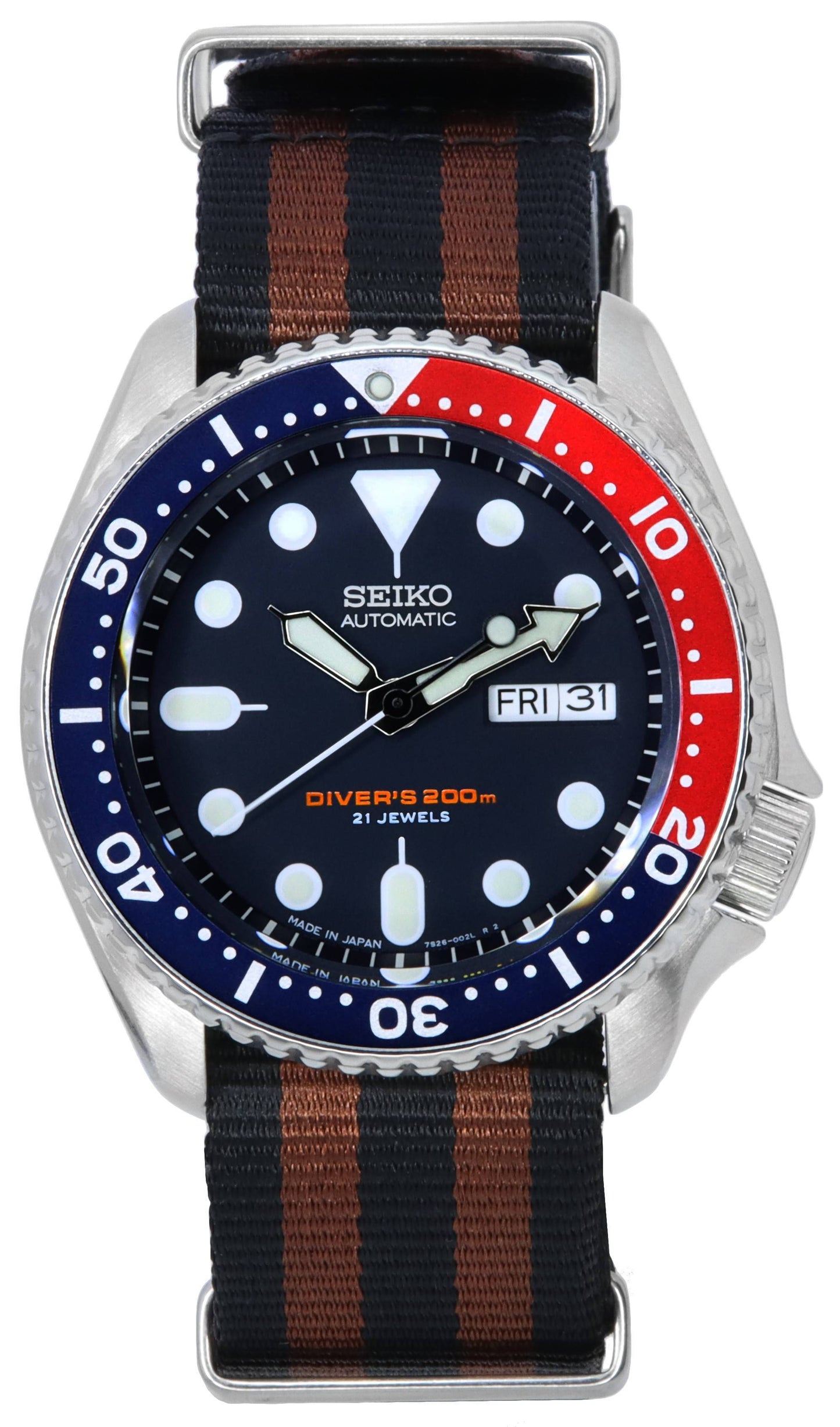Seiko Blaues Zifferblatt Automatik Taucher SKX009J1-var-NATO22 200M Herrenuhr