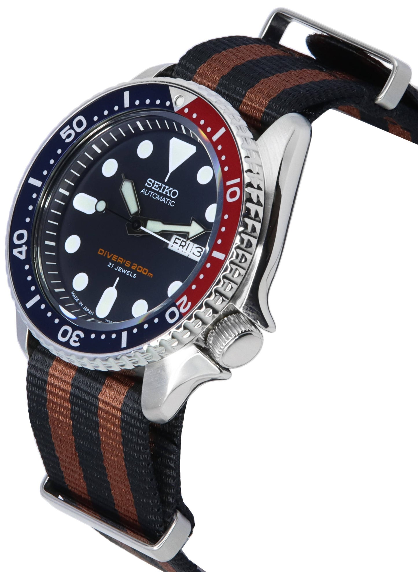 Seiko Blaues Zifferblatt Automatik Taucher SKX009J1-var-NATO22 200M Herrenuhr