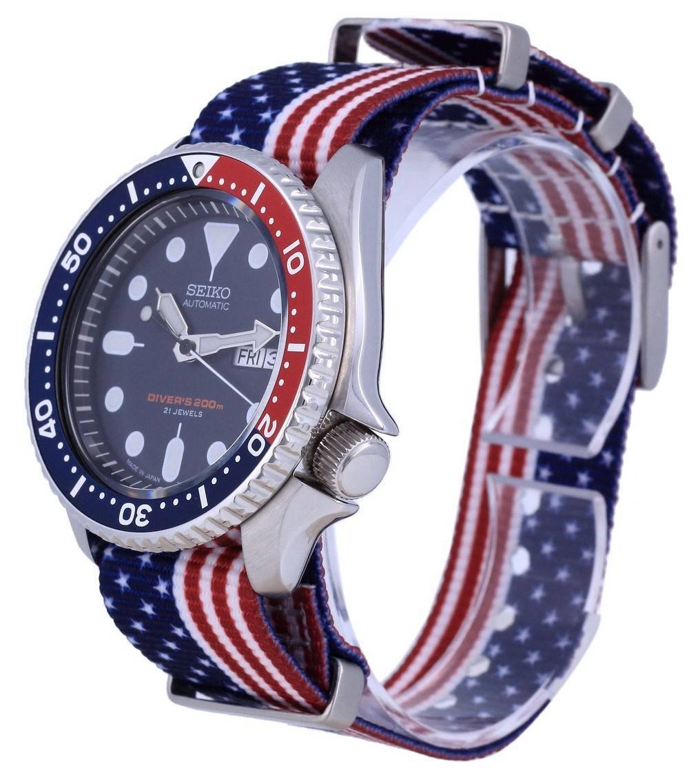 Seiko Automatik Taucher Polyester Made in Japan SKX009J1-var-NATO27 200M Herrenuhr