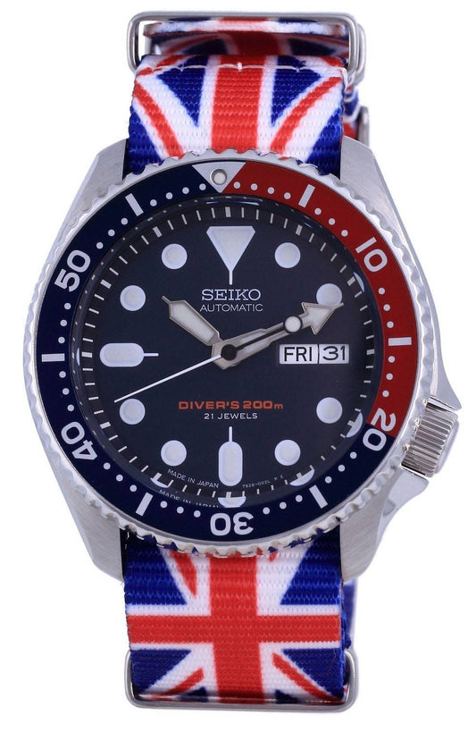 Seiko Automatik Taucher Polyester Made in Japan SKX009J1-var-NATO28 200M Herrenuhr