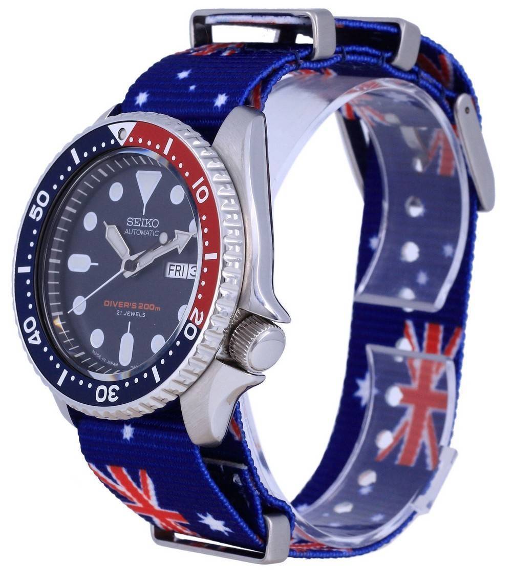 Seiko Automatik Taucher Polyester Made in Japan SKX009J1-var-NATO30 200M Herrenuhr
