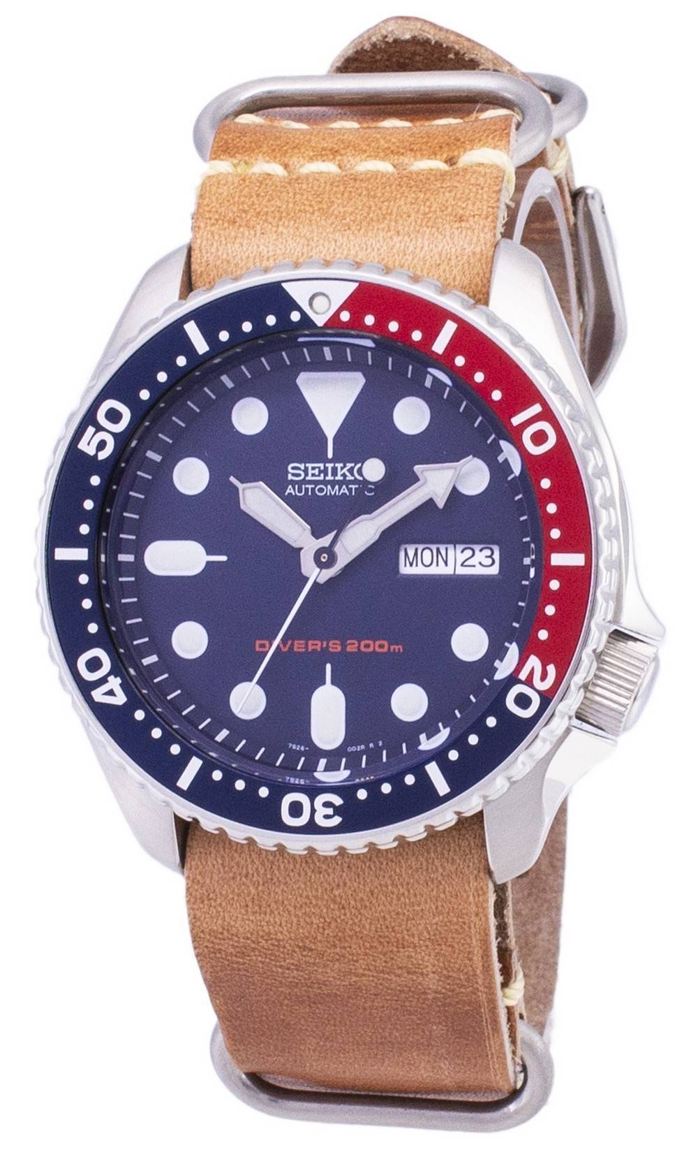 Seiko Automatik SKX009K1-var-LS18 Taucher 200M Brown Lederarmband Herrenuhr