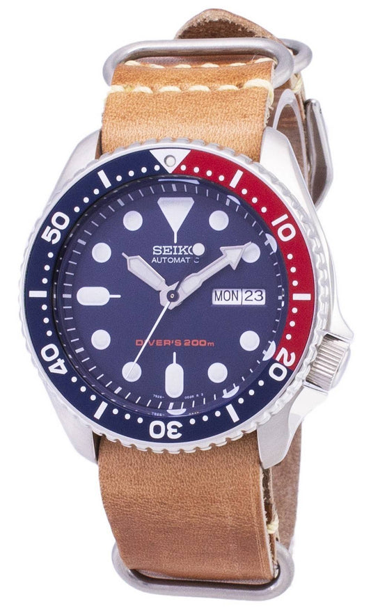 Seiko Automatik SKX009K1-var-LS18 Taucher 200M Brown Lederarmband Herrenuhr
