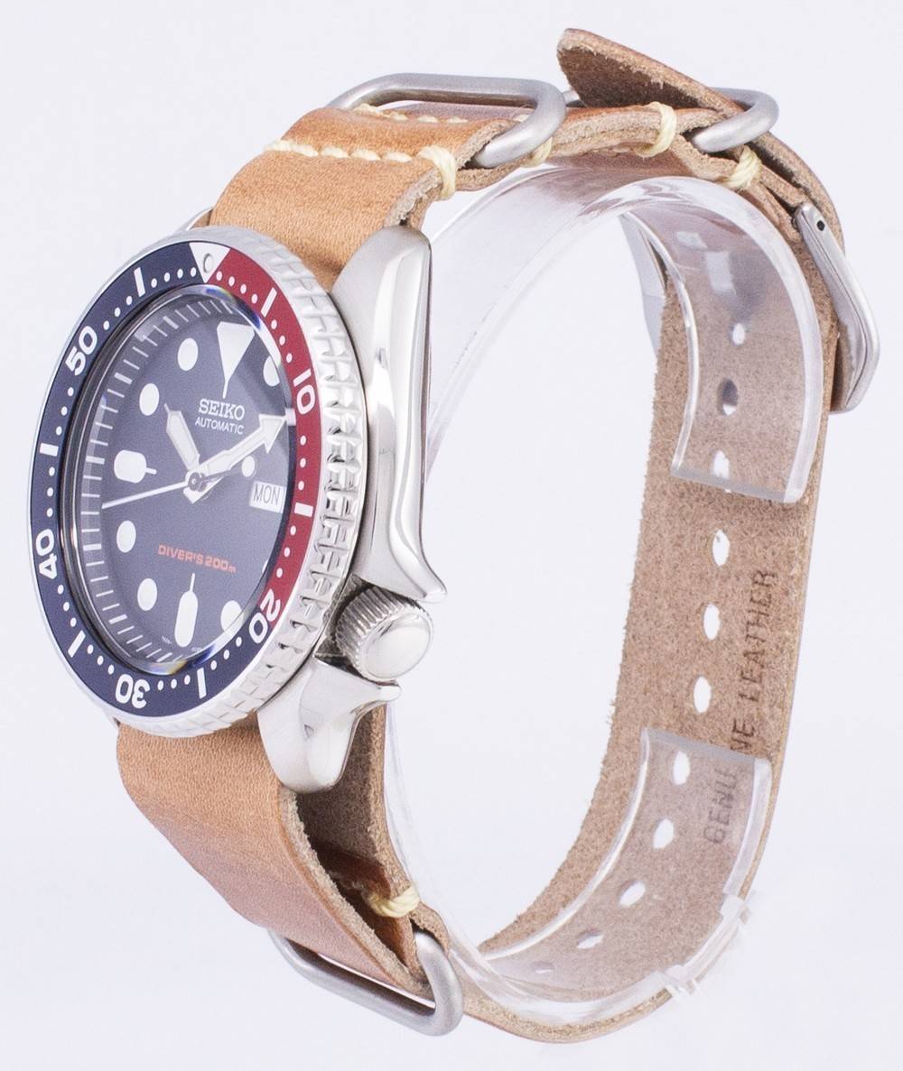 Seiko Automatik SKX009K1-var-LS18 Taucher 200M Brown Lederarmband Herrenuhr