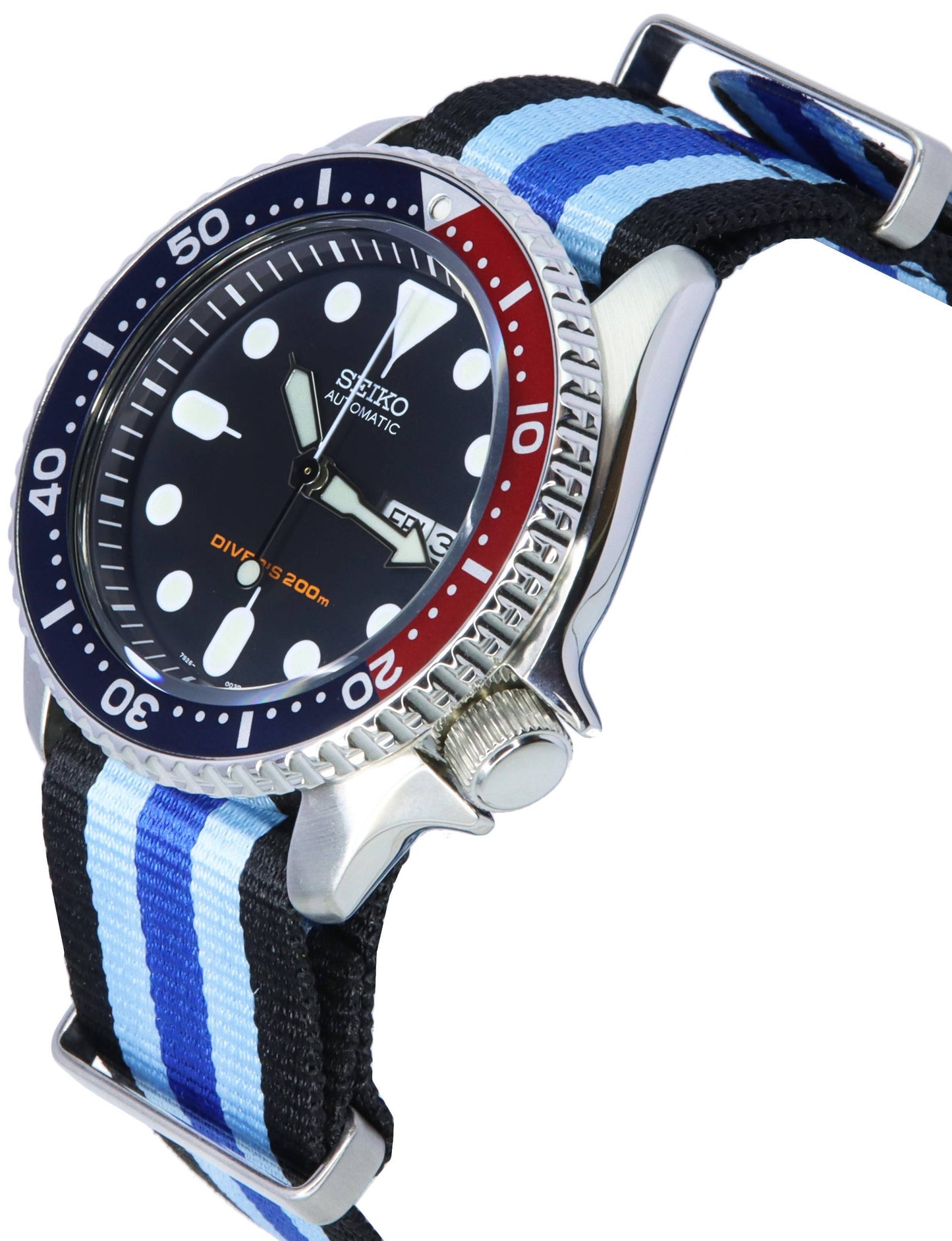 Seiko Blaues Zifferblatt Automatik Taucher SKX009K1-var-NATO20 200M Herrenuhr