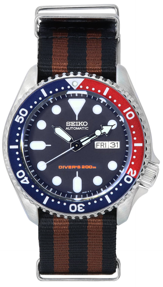 Seiko Blaues Zifferblatt Automatik Taucher SKX009K1-var-NATO22 200M Herrenuhr