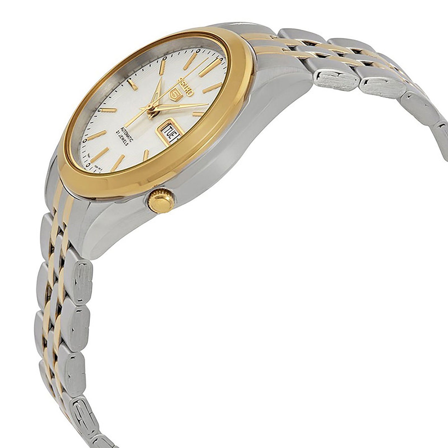 Seiko 5 Two Tone Edelstahl White Dial 21 Jewels Automatik SNKL24K1 Herrenuhr