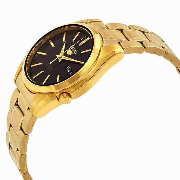 Seiko 5 Sports Goldfarben Edelstahl Schwarzes Zifferblatt 21 Jewels Automatik SNKL50K1 Herrenuhr