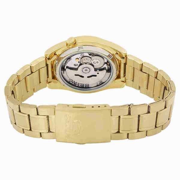 Seiko 5 Sports Goldfarben Edelstahl Schwarzes Zifferblatt 21 Jewels Automatik SNKL50K1 Herrenuhr