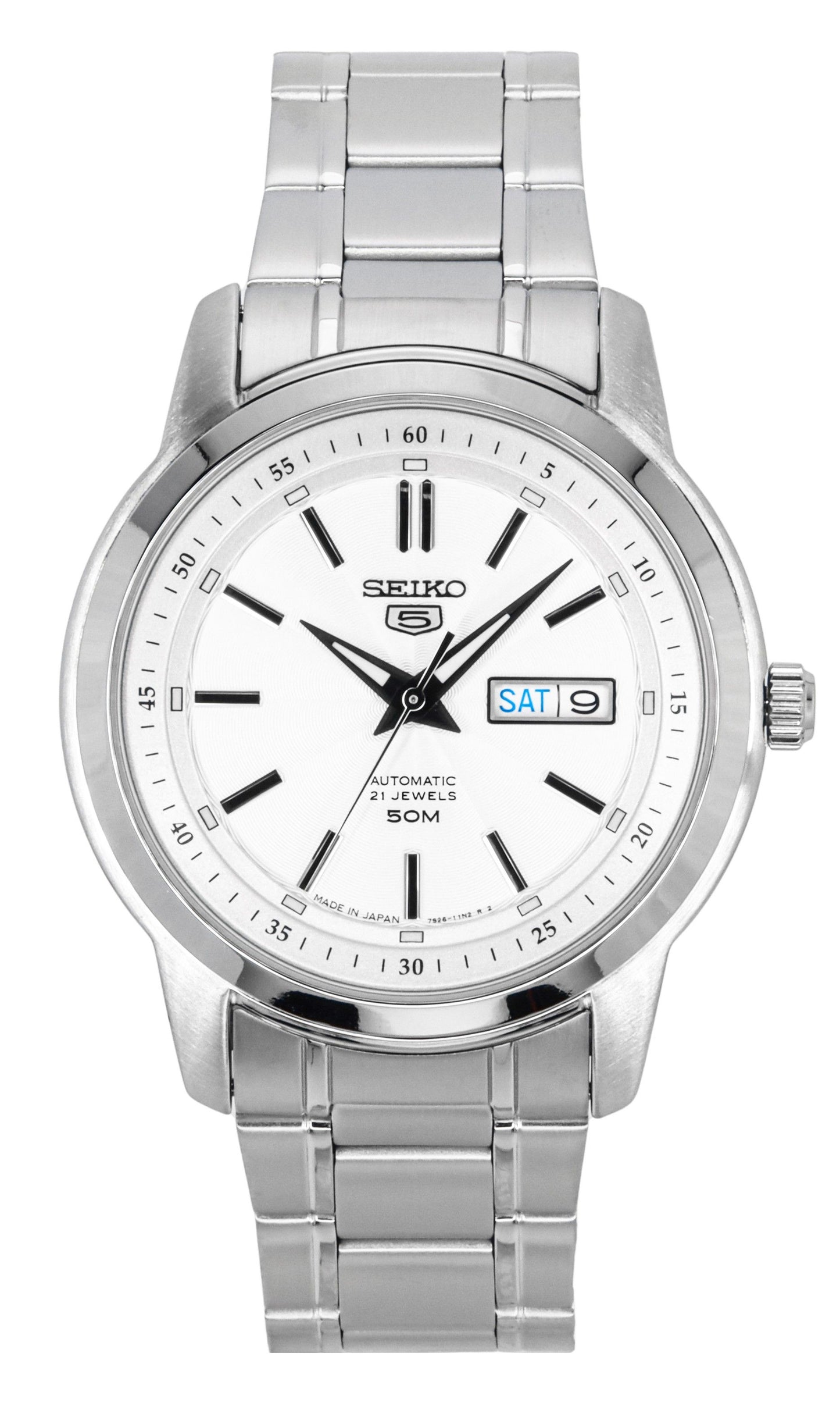 Seiko 5 Edelstahl Silberfarbenes Zifferblatt 21 Jewels Automatik SNKM83J1 Herrenuhr