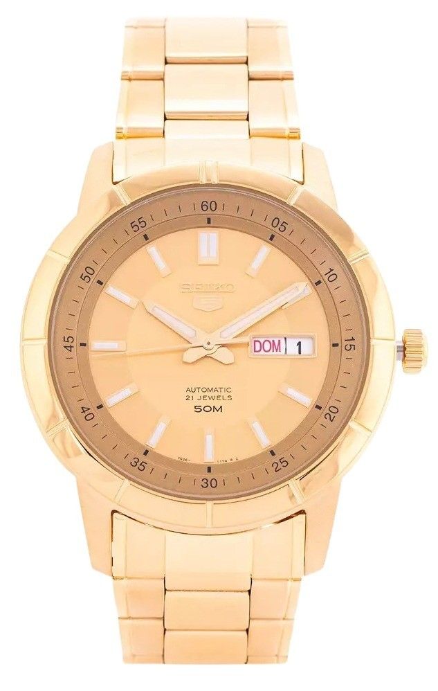 Seiko 5 Goldfarben Edelstahl Gold Dial 21 Jewels Automatik SNKN62K1 Herrenuhr