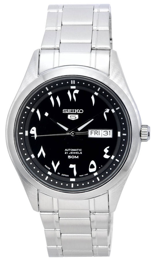 Seiko 5 Edelstahl Black Arabic Dial Automatik SNKP21 SNKP21J1 SNKP21J Herrenuhr