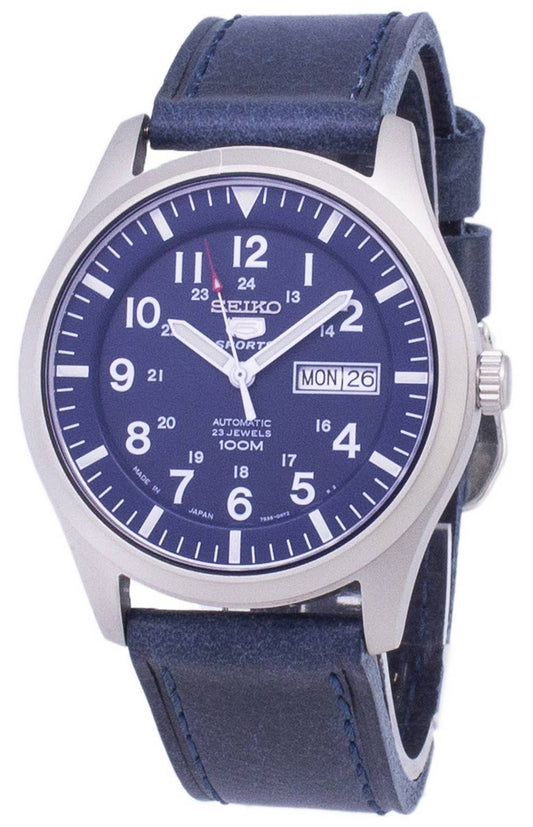 Seiko 5 Sports SNZG11J1-var-LS13 Made in Japan Dark Blue Lederarmband Herrenuhr