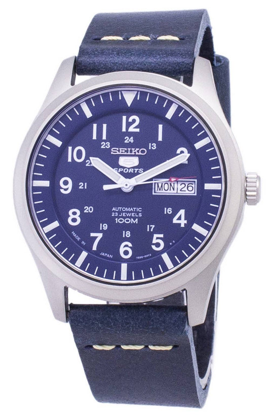 Seiko 5 Sports SNZG11J1-var-LS15 Automatik Dark Blue Lederarmband Herrenuhr