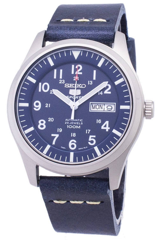 Seiko 5 Sports SNZG11K1-var-LS15 Automatik Dark Blue Lederarmband Herrenuhr