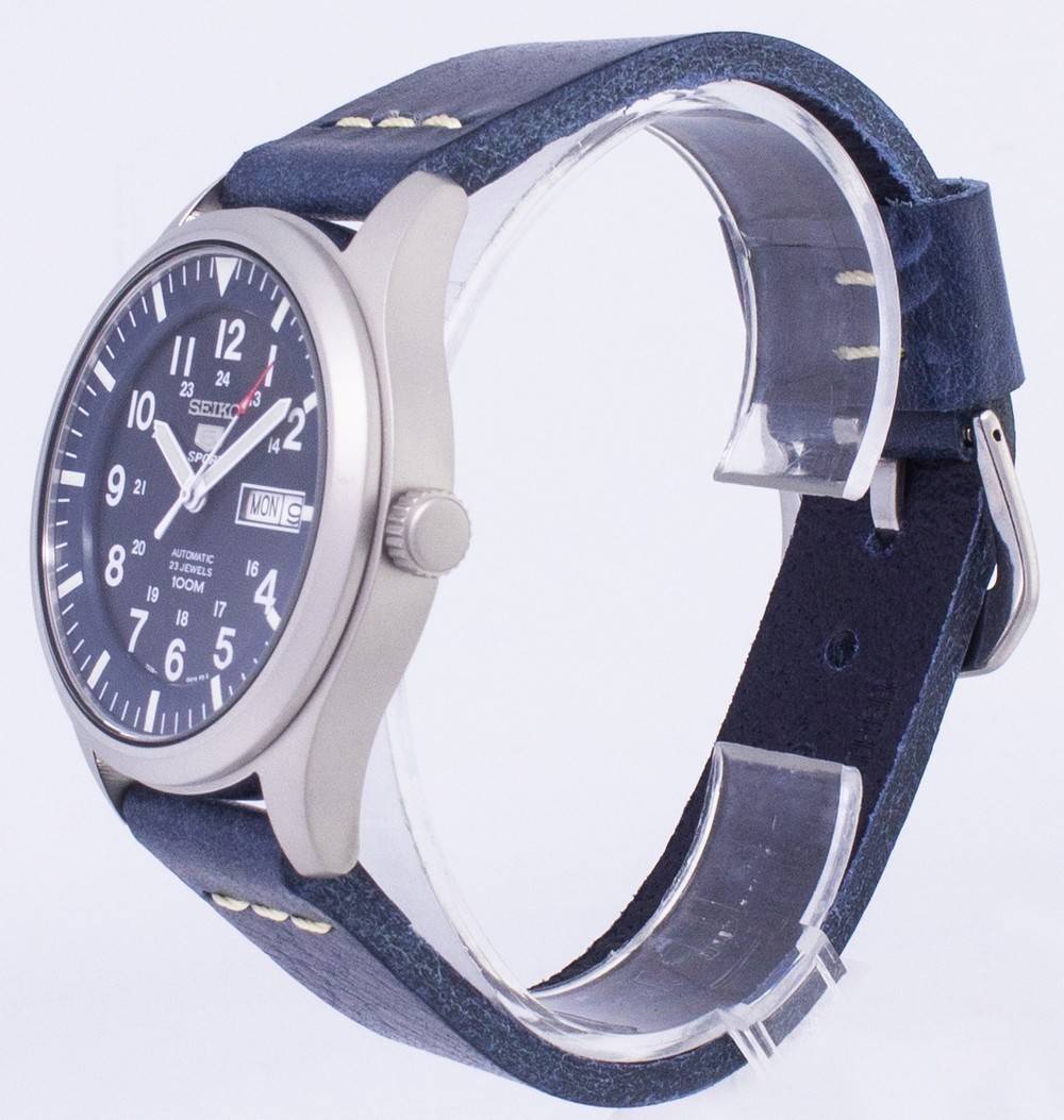 Seiko 5 Sports SNZG11K1-var-LS15 Automatik Dark Blue Lederarmband Herrenuhr