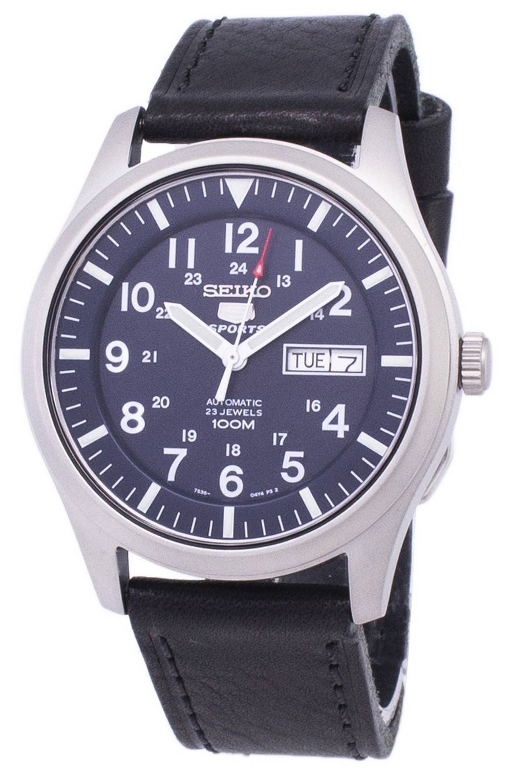 Seiko 5 Sports Automatik Black Leather SNZG11K1-var-LS8 100M Herrenuhr