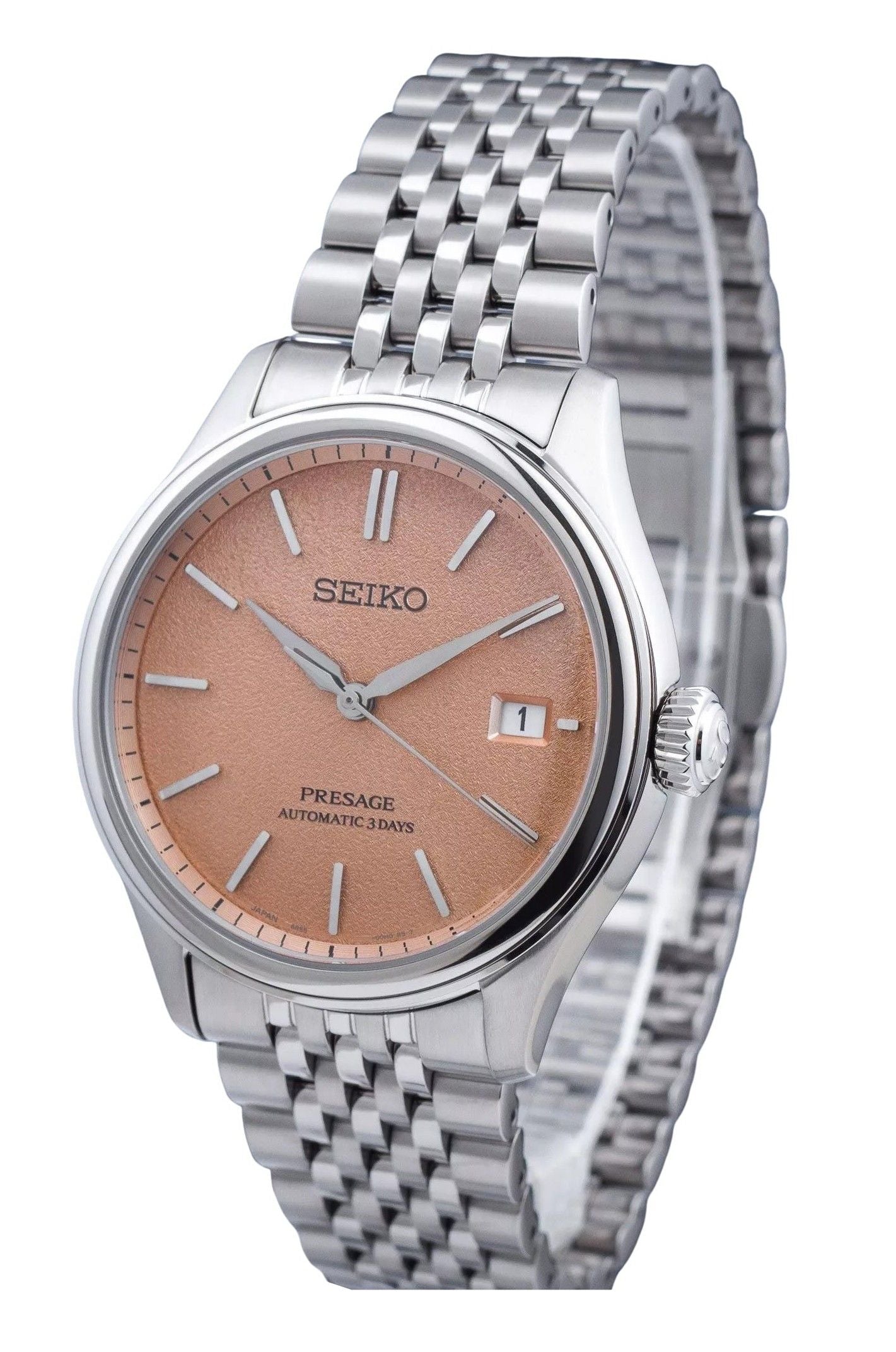 Seiko Presage Classic Araigaki Edelstahl Orange Dial Automatik SPB467J1 100M Herrenuhr
