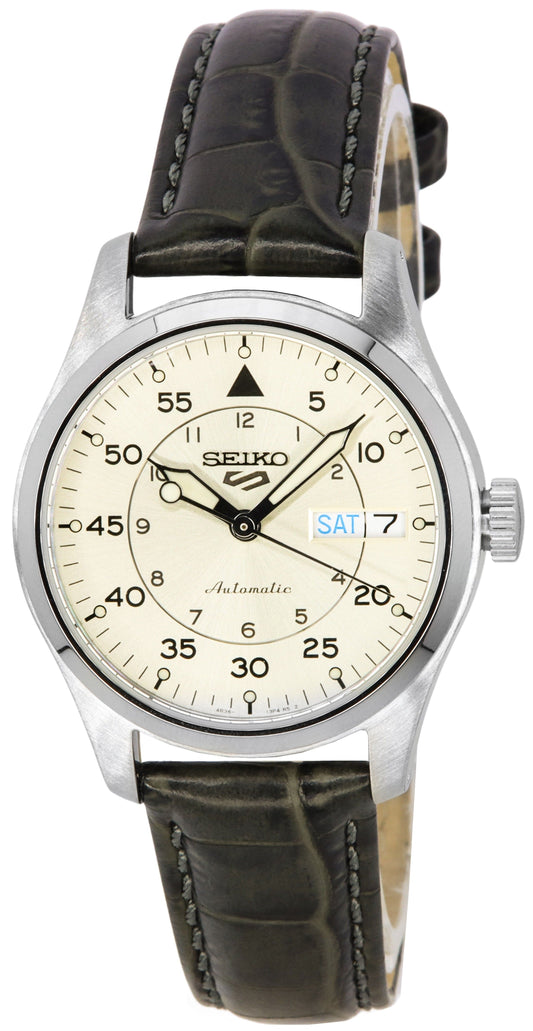 Seiko 5 Sports Champagne Flieger Suit Style Lederarmband Automatik SRPJ87K1 100M Herrenuhr