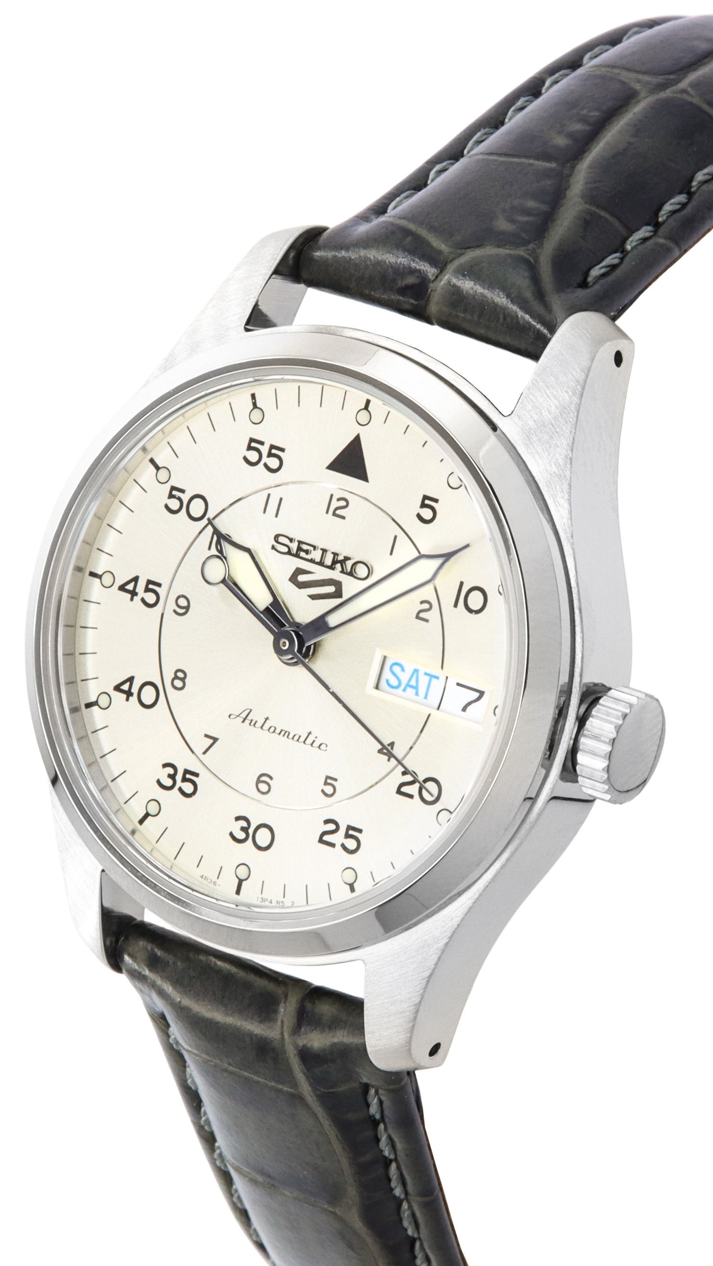 Seiko 5 Sports Champagne Flieger Suit Style Lederarmband Automatik SRPJ87K1 100M Herrenuhr