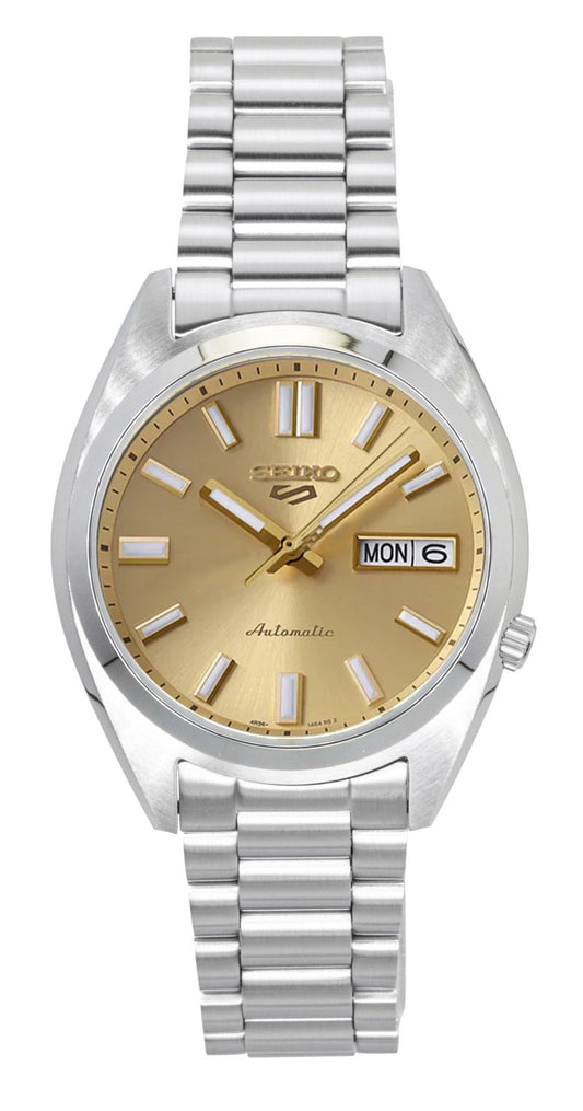 Seiko 5 Sports SNXS Edelstahl Gold Dial Automatik SRPL59K1 100M Herrenuhr