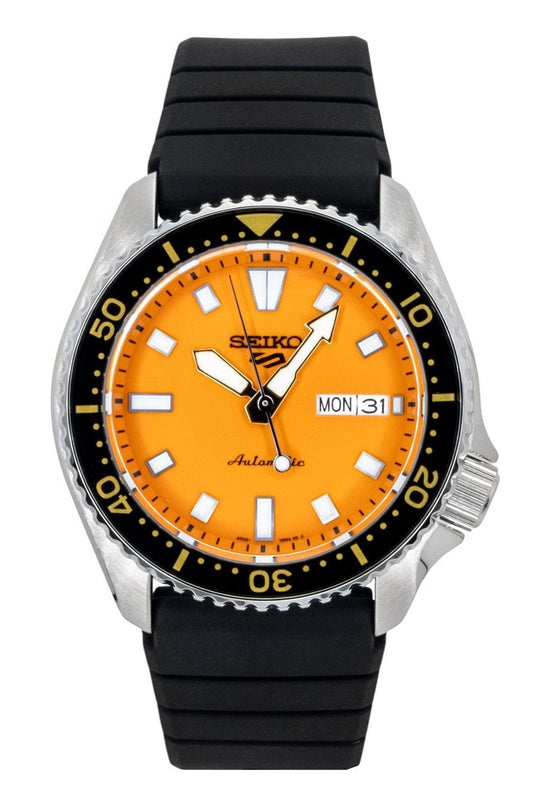 Seiko 5 Sports SKX Redux Silicone Strap Orange Dial Automatik SRPL89K1 100M Herrenuhr