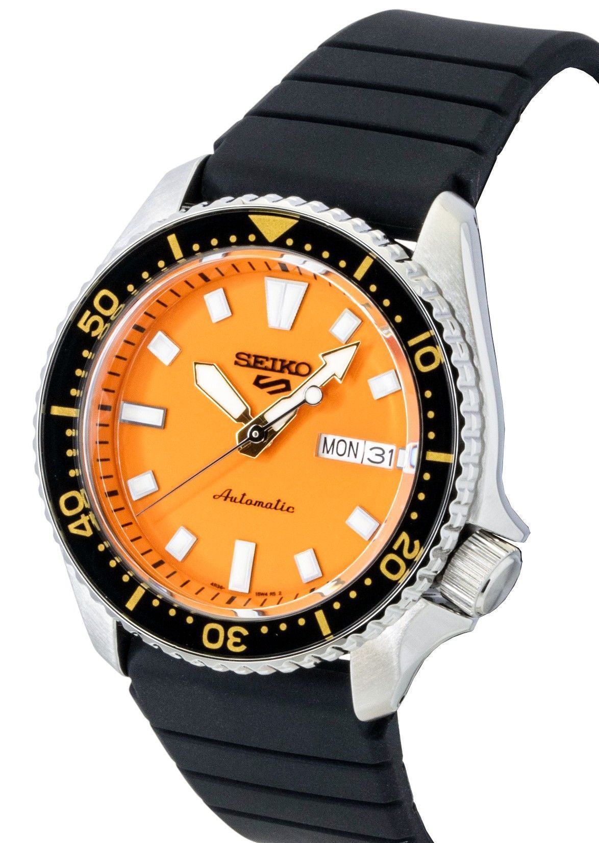Seiko 5 Sports SKX Redux Silicone Strap Orange Dial Automatik SRPL89K1 100M Herrenuhr