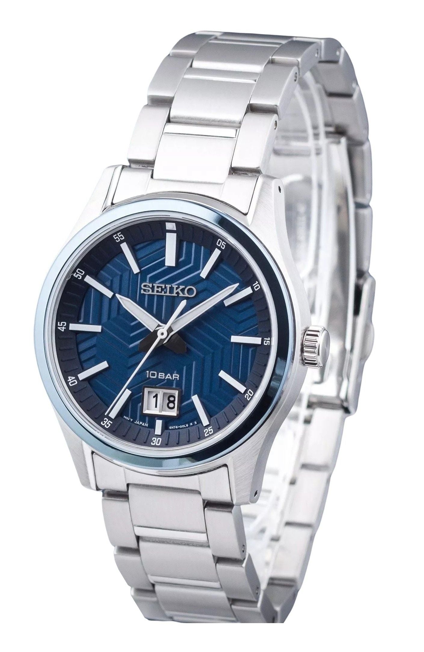 Seiko Sports Edelstahl Blaues Zifferblatt Quarz SUR559P1 100M Herrenuhr