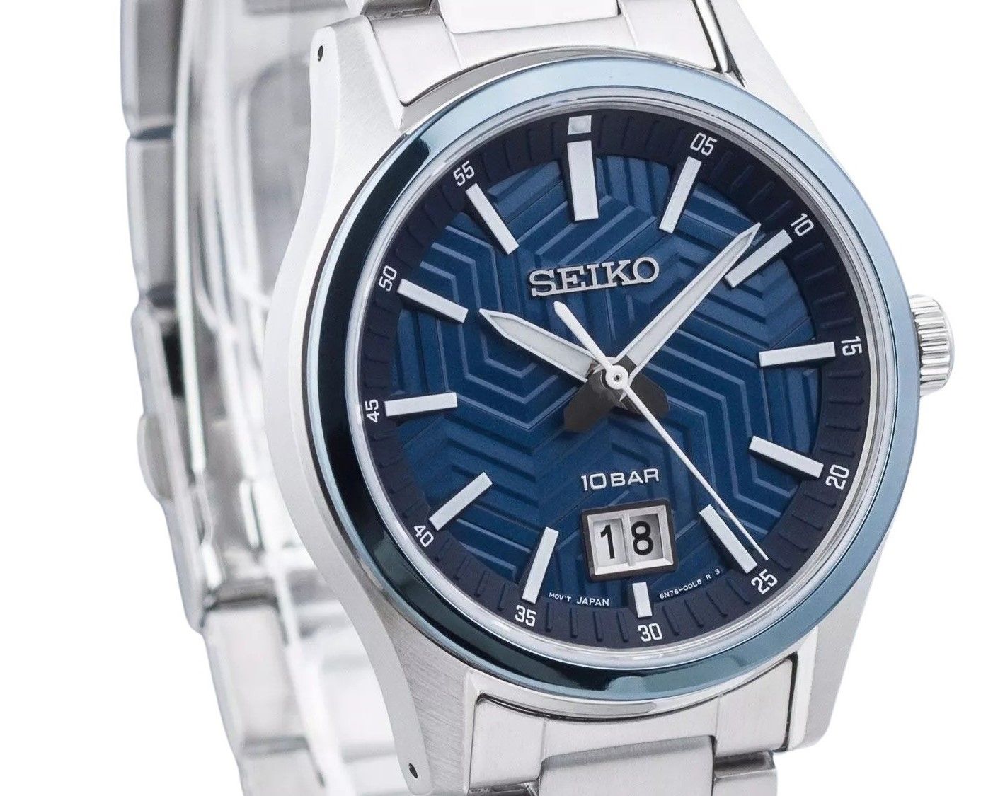 Seiko Sports Edelstahl Blaues Zifferblatt Quarz SUR559P1 100M Herrenuhr