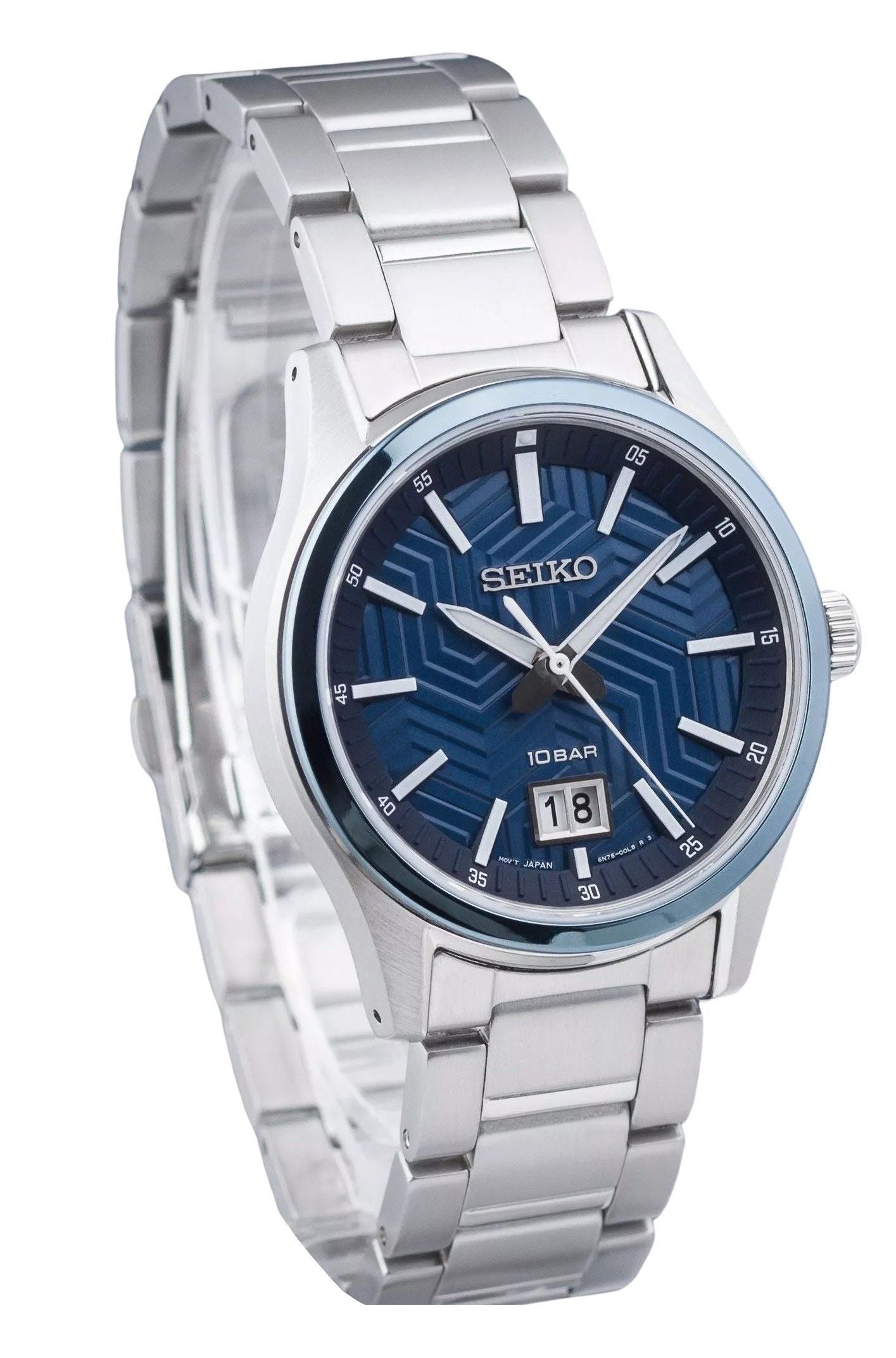 Seiko Sports Edelstahl Blaues Zifferblatt Quarz SUR559P1 100M Herrenuhr