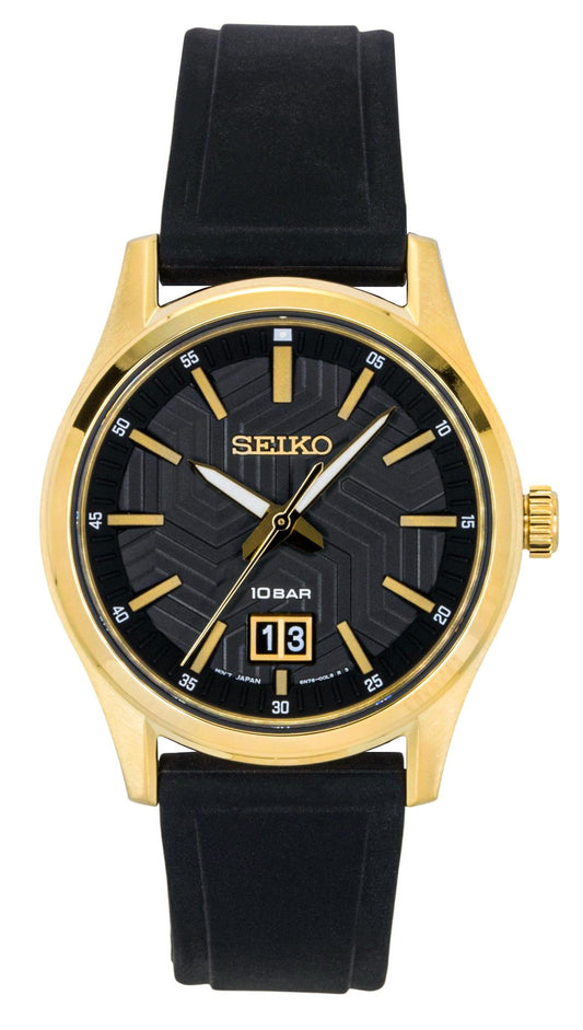 Seiko Conceptual Silicone Strap Schwarzes Zifferblatt Quarz SUR560P1 100M Herrenuhr