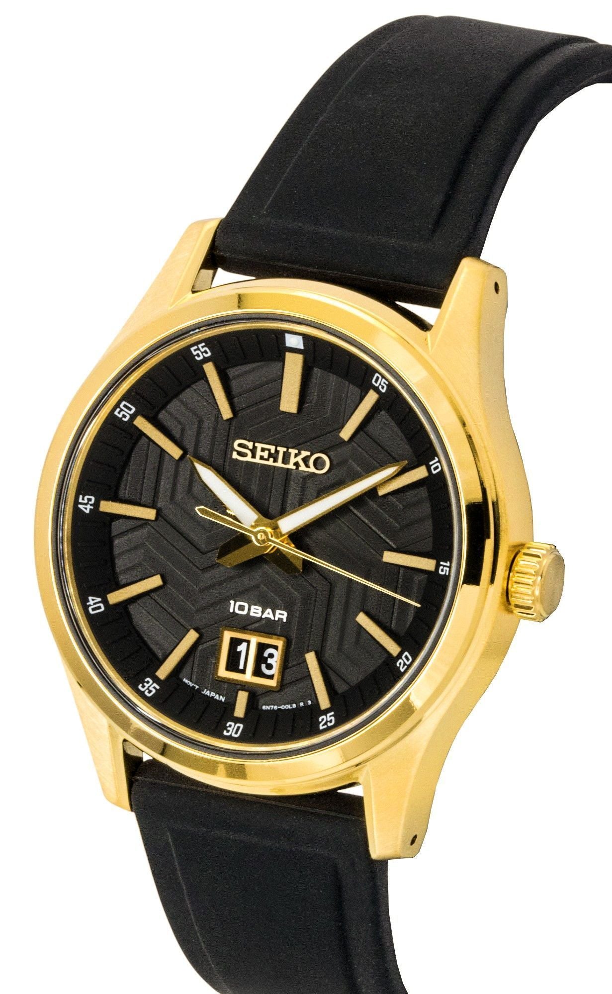 Seiko Conceptual Silicone Strap Schwarzes Zifferblatt Quarz SUR560P1 100M Herrenuhr
