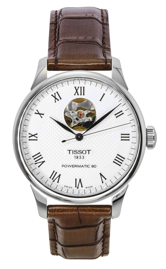 Tissot Le Locle Powermatic 80 Lederarmband Open Heart Silberfarbenes Zifferblatt Automatik T006.407.16.033.01 Herrenuhr