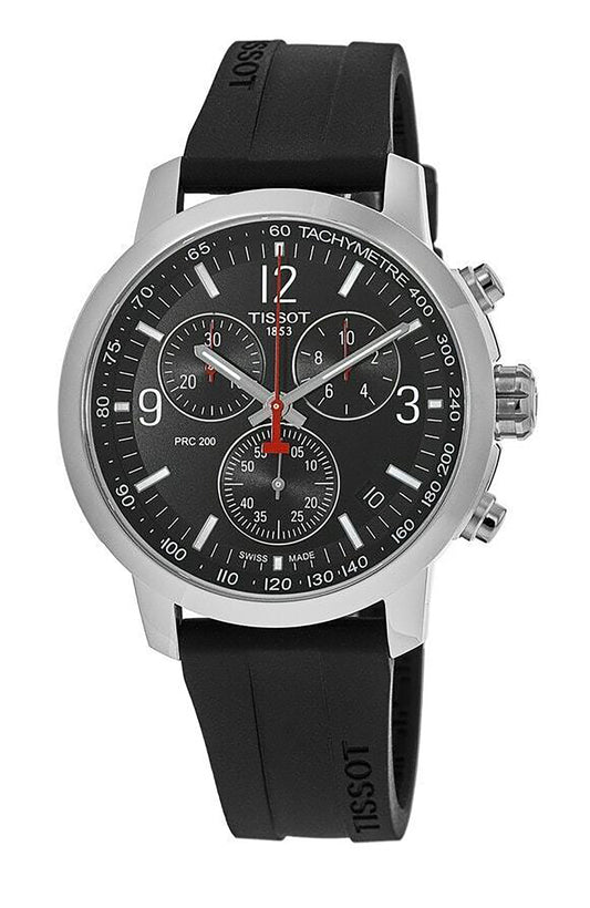 Tissot PRC 200 T-Sport Chronograph Schwarzes Zifferblatt Quarz Taucher T114.417.17.057.00 200M Herrenuhr