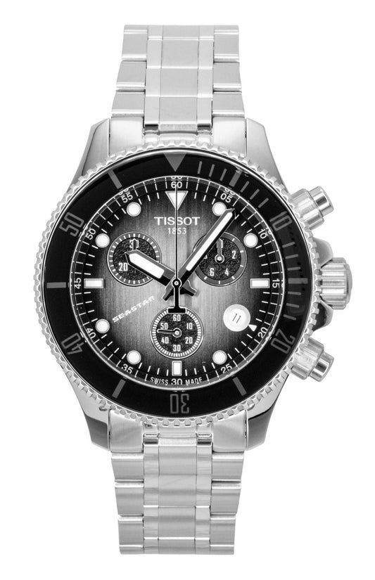 Tissot Seastar 1000 Chronograph Edelstahl Schwarzes Zifferblatt Quarz Taucher T120.217.11.061.00 300M Herrenuhr