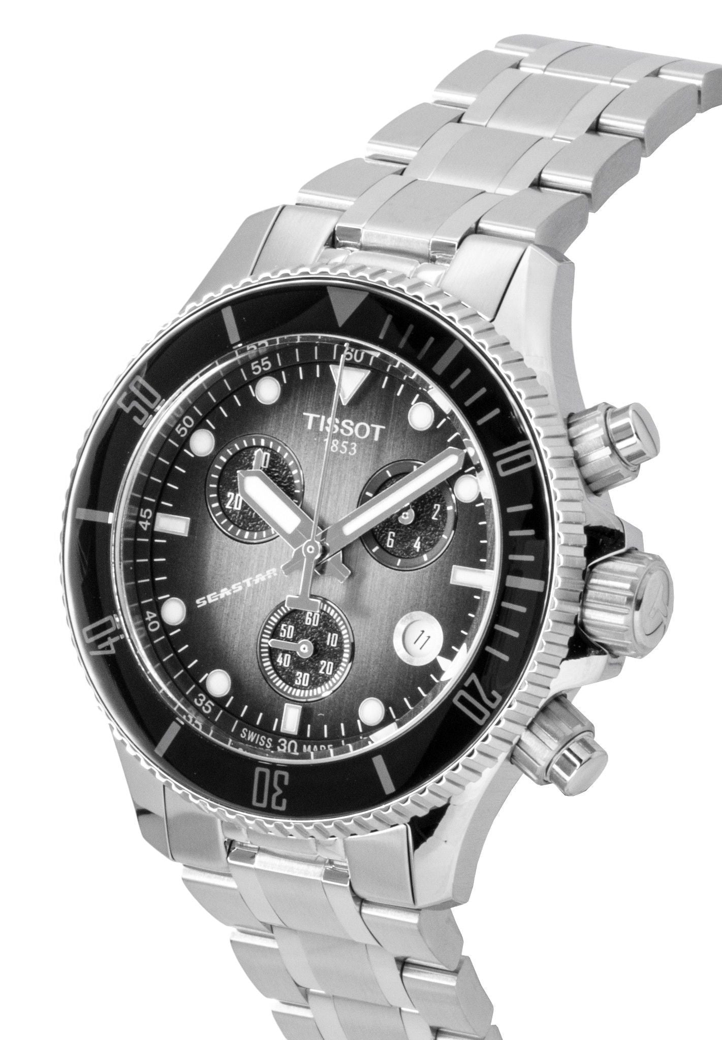 Tissot Seastar 1000 Chronograph Edelstahl Schwarzes Zifferblatt Quarz Taucher T120.217.11.061.00 300M Herrenuhr
